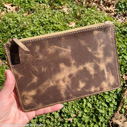 Zipper Pouch/ Cash Bag in Tucson Leather