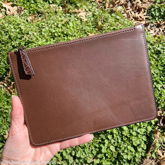 Zipper Pouch/ Cash Bag in Dark Roast Oil Tan