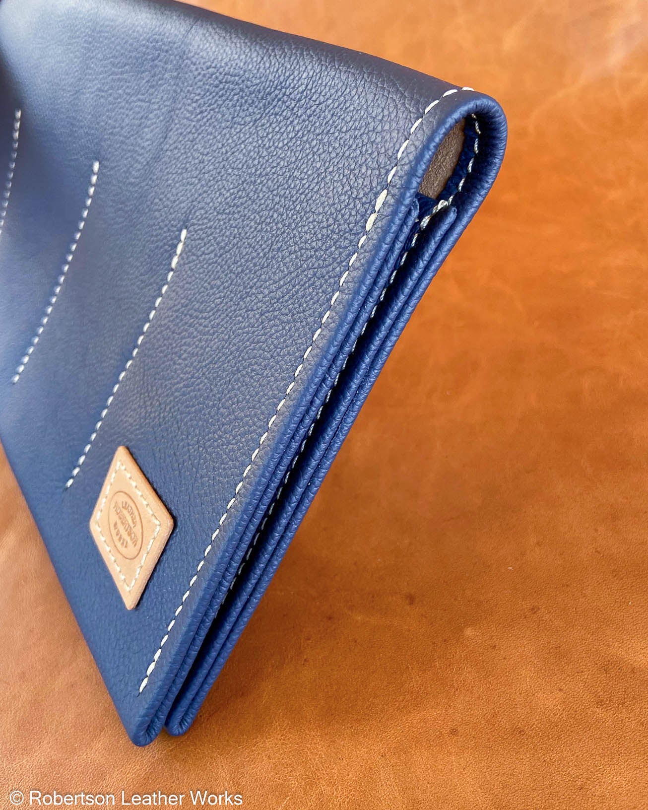 8-Knife Case in Pebbled Matte Blue Leather