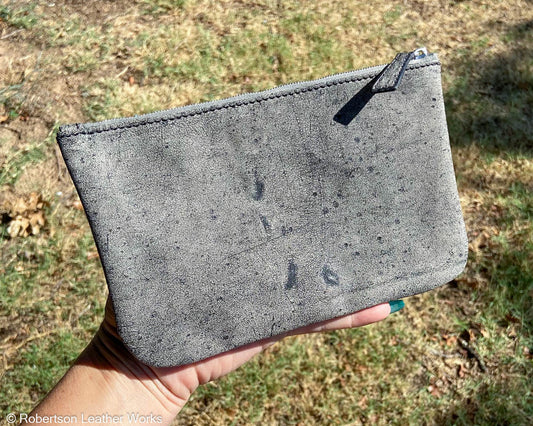 Zipper Pouch/ Cash Bag in Safari Gray Wildebeest
