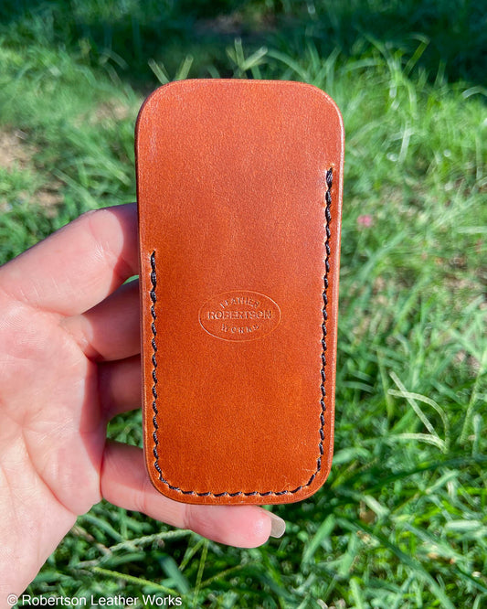 Small Sienna Oxford Leather Knife Slip, Black Stitching