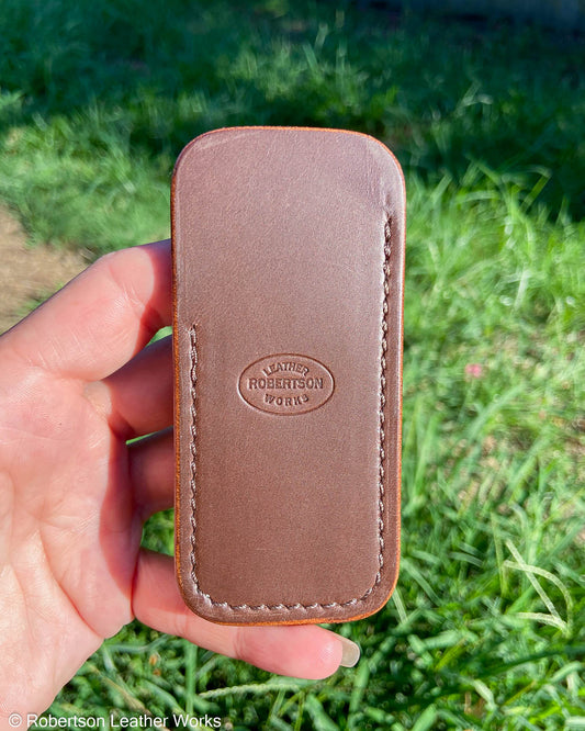 Small Kentucky Oxford Leather Knife Slip, Brown Stitching