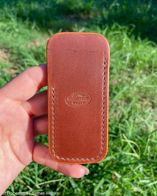 Small Bourbon Oxford Leather Knife Slip, Brown Stitching