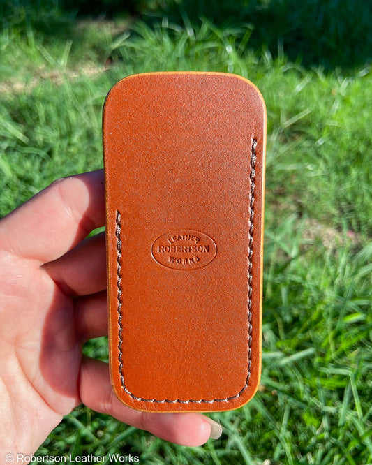 Small Sienna Oil Tan Leather Knife Slip, Brown Stitching