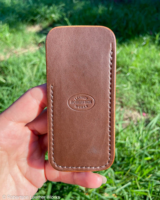 Schmedium Kentucky Oxford Leather Knife Slip, Brown Stitching