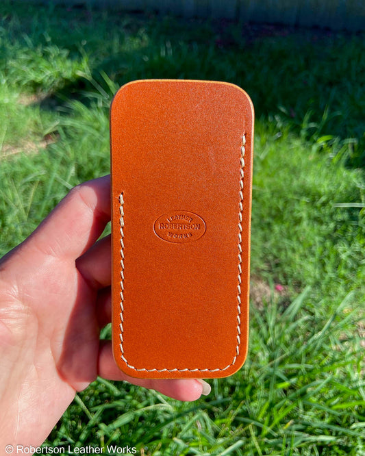 Medium Sienna Oil Tan Leather Knife Slip, Cream Stitching