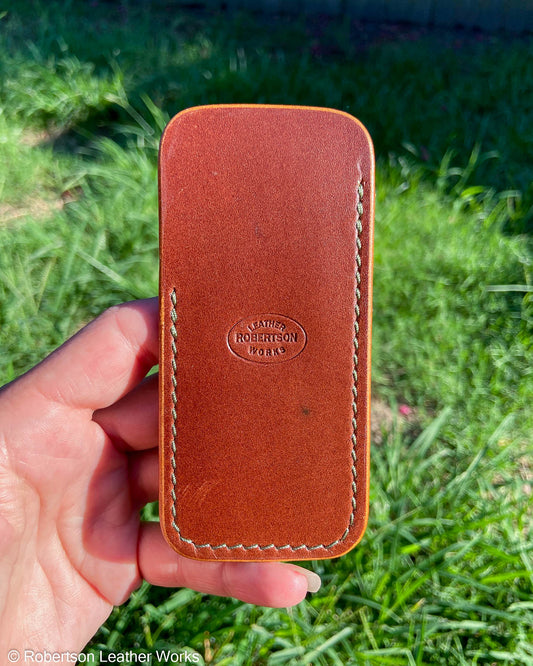 Medium Bourbon Oxford Leather Knife Slip, OD Green Stitching