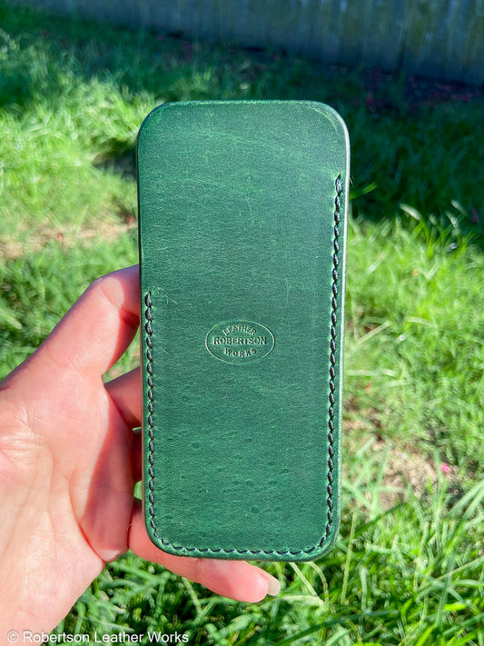Large Green Excel Leather Knife Slip, Forest Stitching