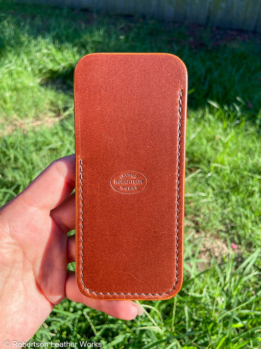Large Bourbon Oxford Leather Knife Slip, Brown Stitching