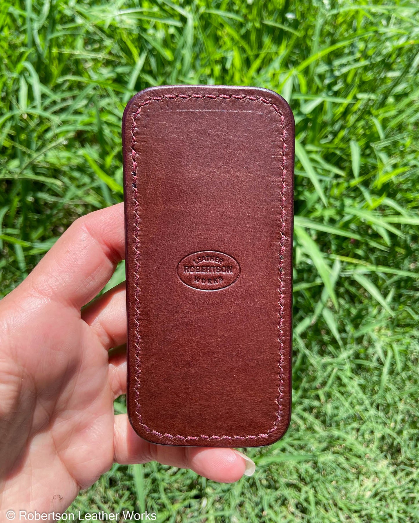 Medium Burgundy Alligator Leather Knife Slip, Maroon Stitching
