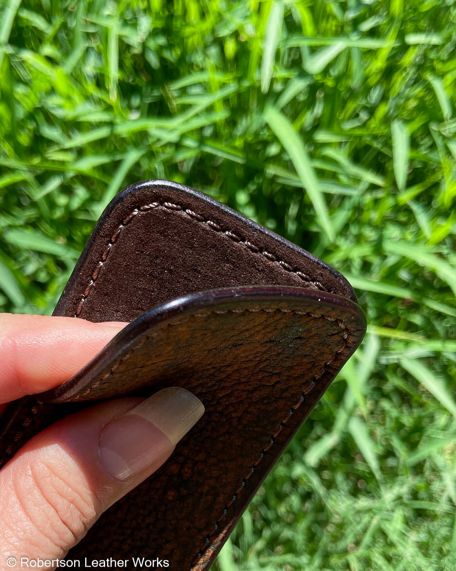 Medium Cognac Safari Giraffe Leather Knife Slip, Brown Stitching