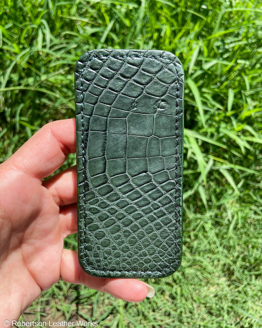 Medium Forest Crocodile Leather Knife Slip, Forest Stitching