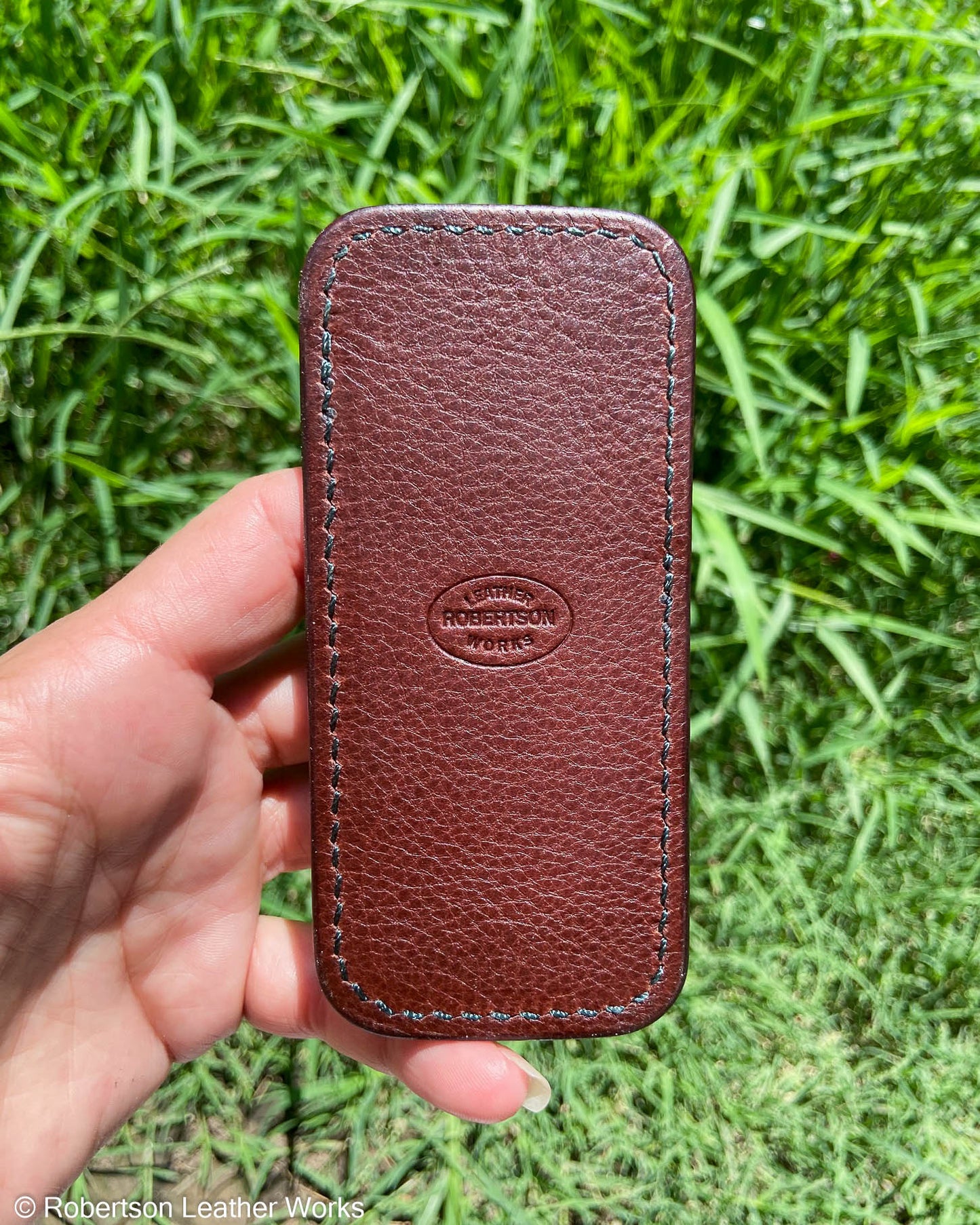 Medium Forest Crocodile Leather Knife Slip, Forest Stitching