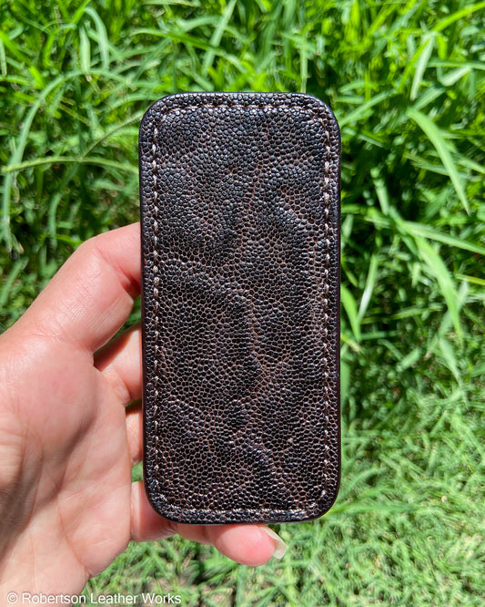 Schmedium Nicotine Elephant Leather Knife Slip, Brown Stitching
