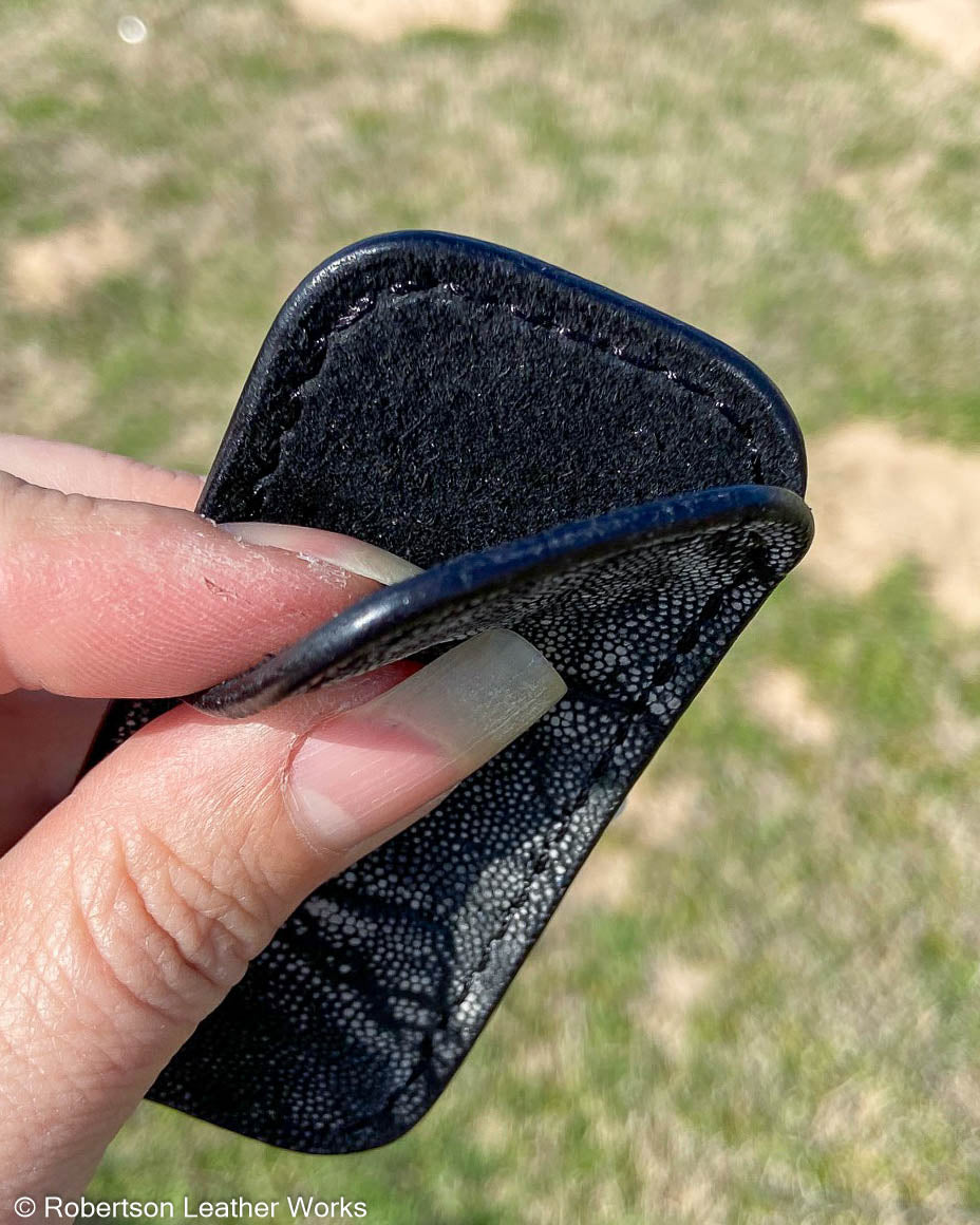 Micro Gray Safari Elephant Leather Knife Slip, Black Stitching