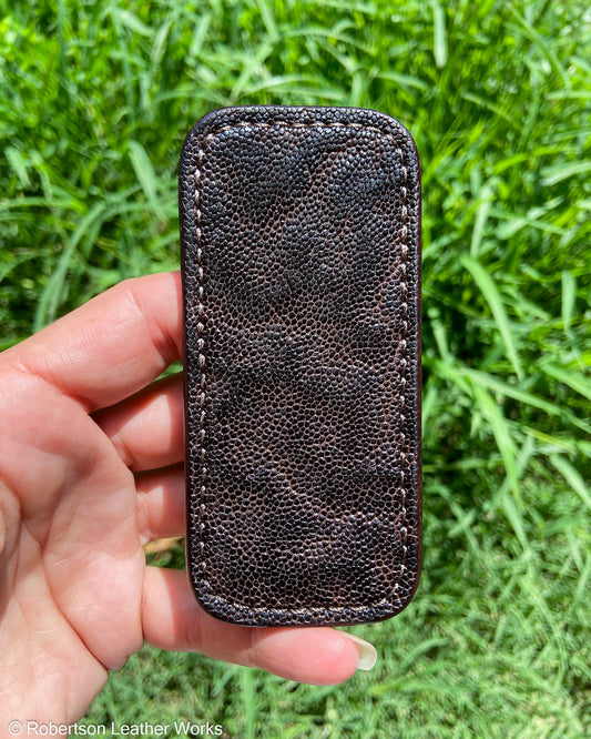 Small Nicotine Elephant Leather Knife Slip, Brown Stitching