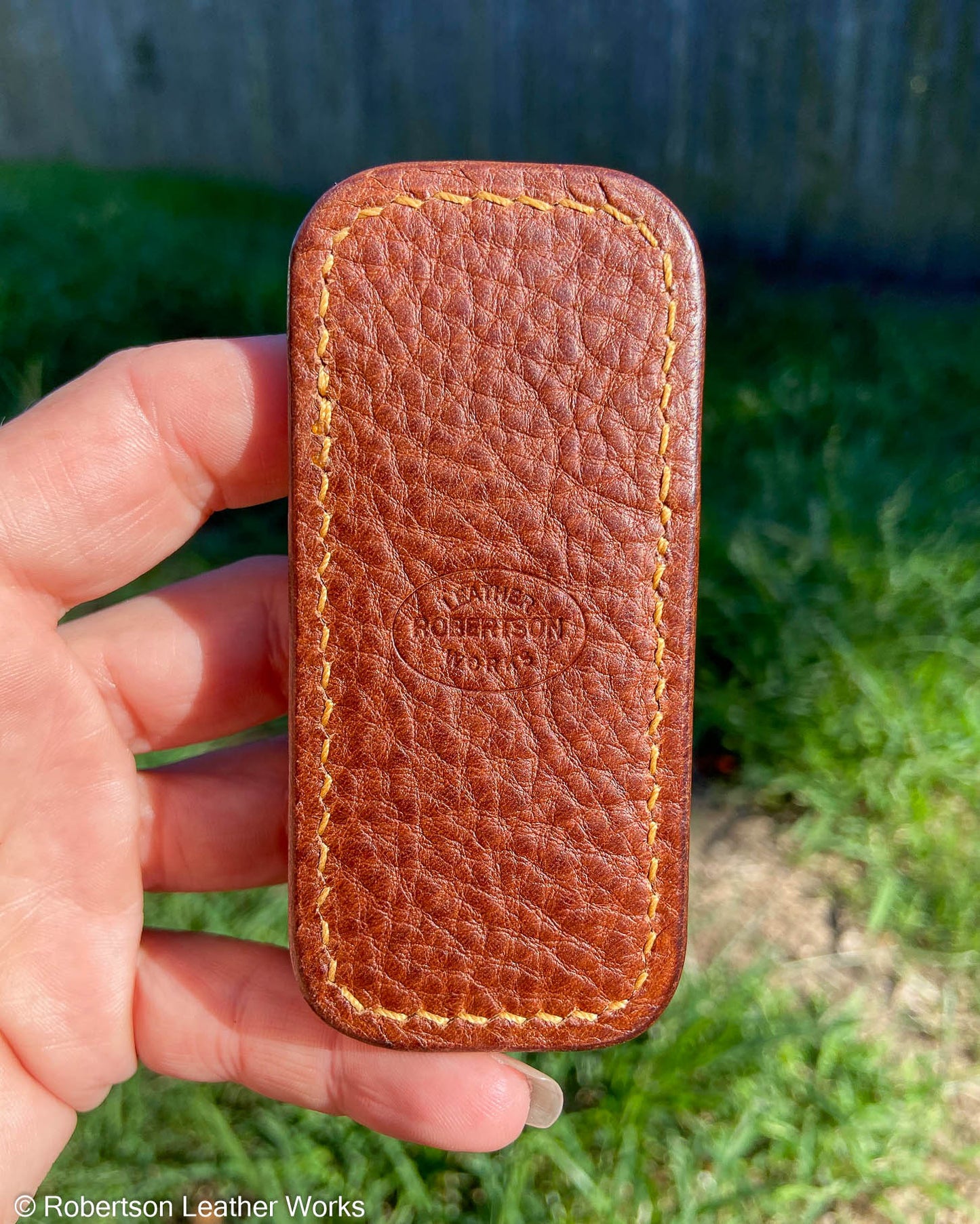 Micro H.D. Yellow Alligator Leather Knife Slip, Goldenrod Stitching