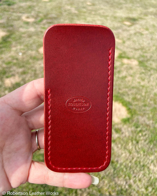 Medium Red Excel Leather Knife Slip, Red Stitching
