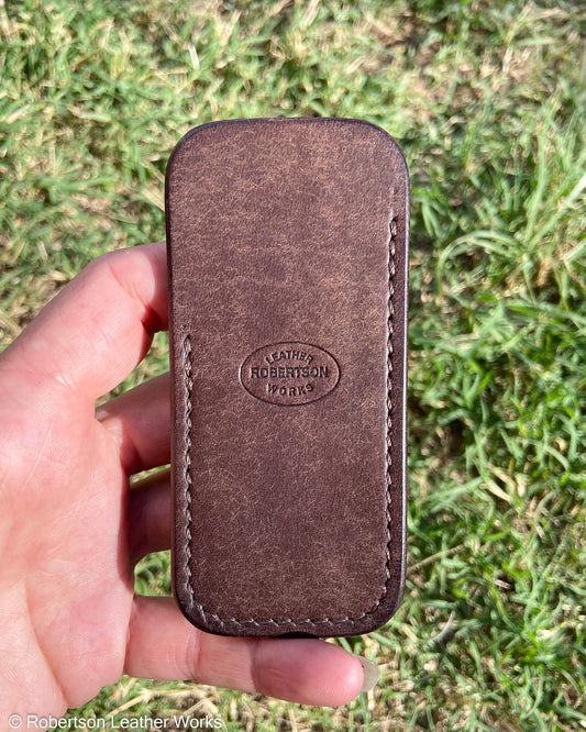 Small Brown Pueblo Leather Knife Slip, Brown Stitching