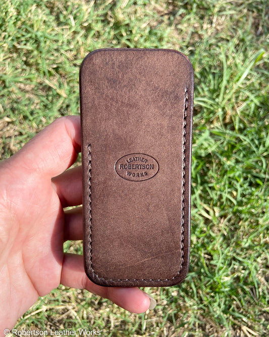 Schmedium Brown Pueblo Leather Knife Slip, Brown Stitching