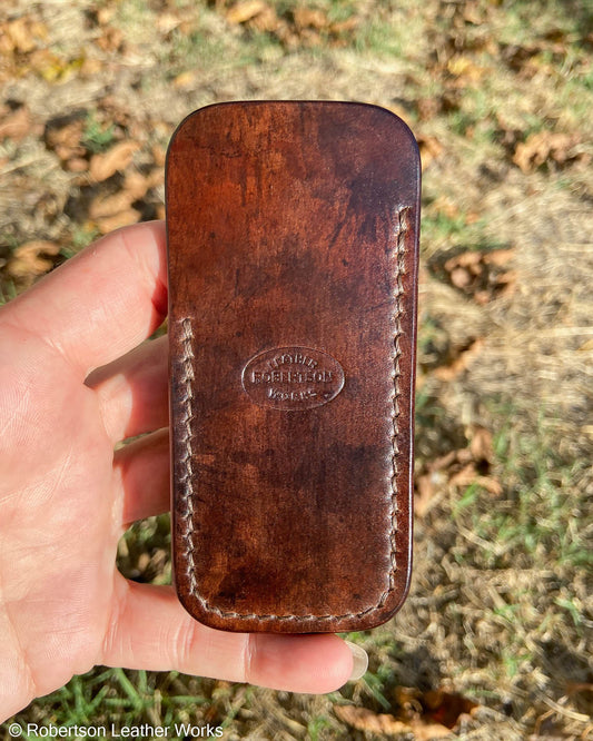 Small H.D. Brown Shell Leather Knife Slip, Brown Stitching