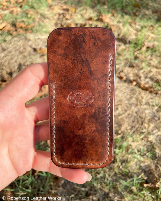 Schmedium H.D. Brown Shell Leather Knife Slip, Brown Stitching