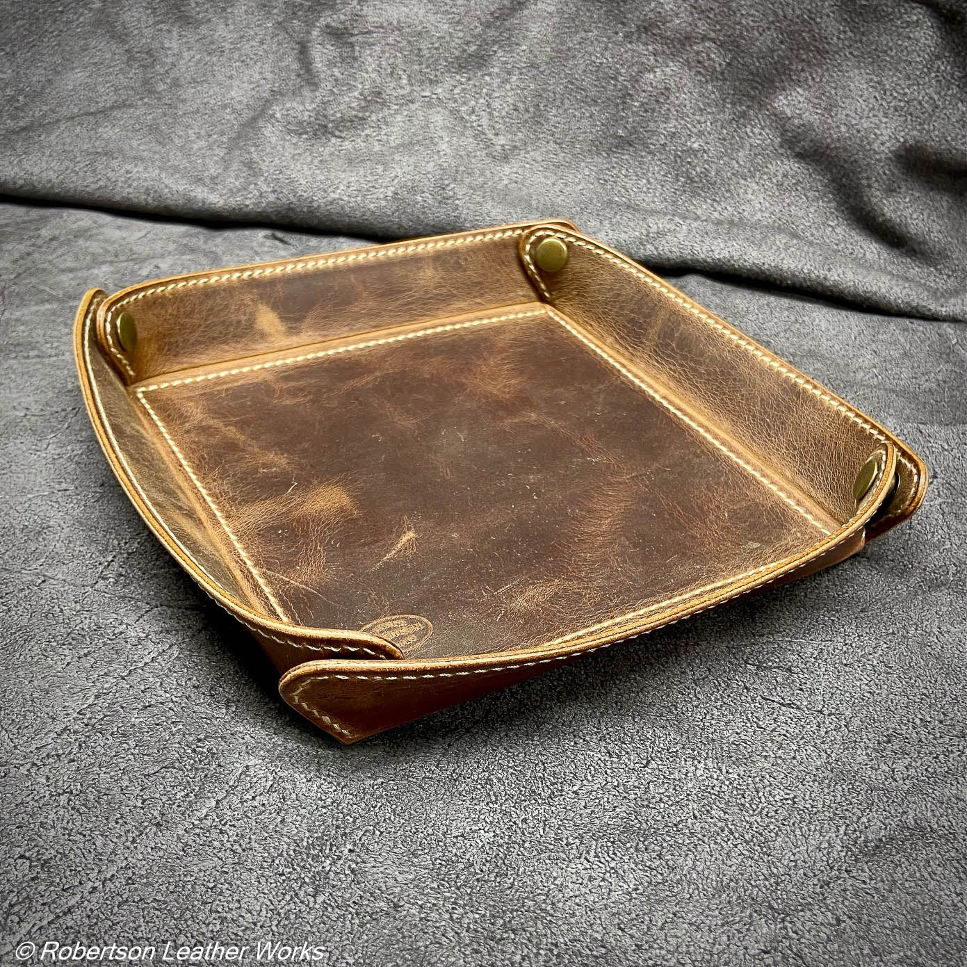 Valet Tray in Brown Oil Tan & Natural Harness Leather