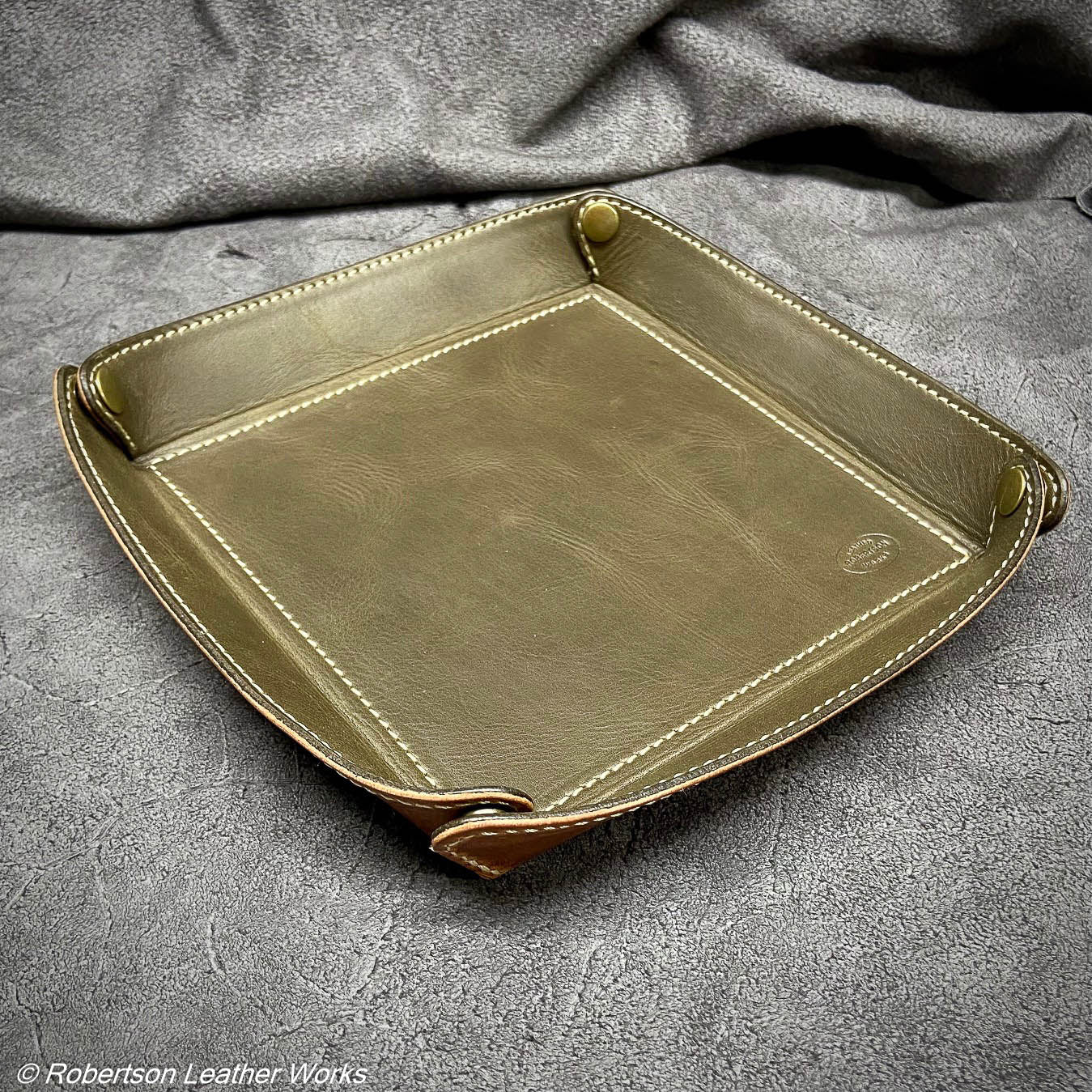 Valet Tray in Olive Oil Tan & Natural Harness Leather