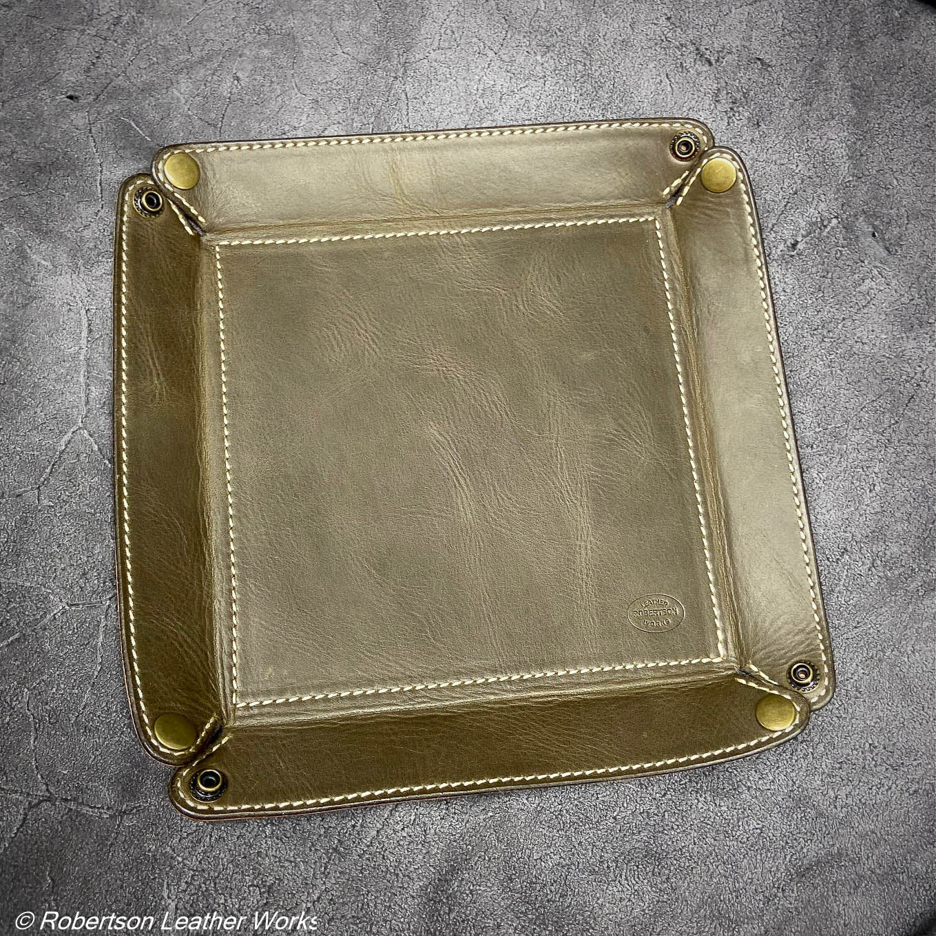 Valet Tray in Olive Oil Tan & Natural Harness Leather