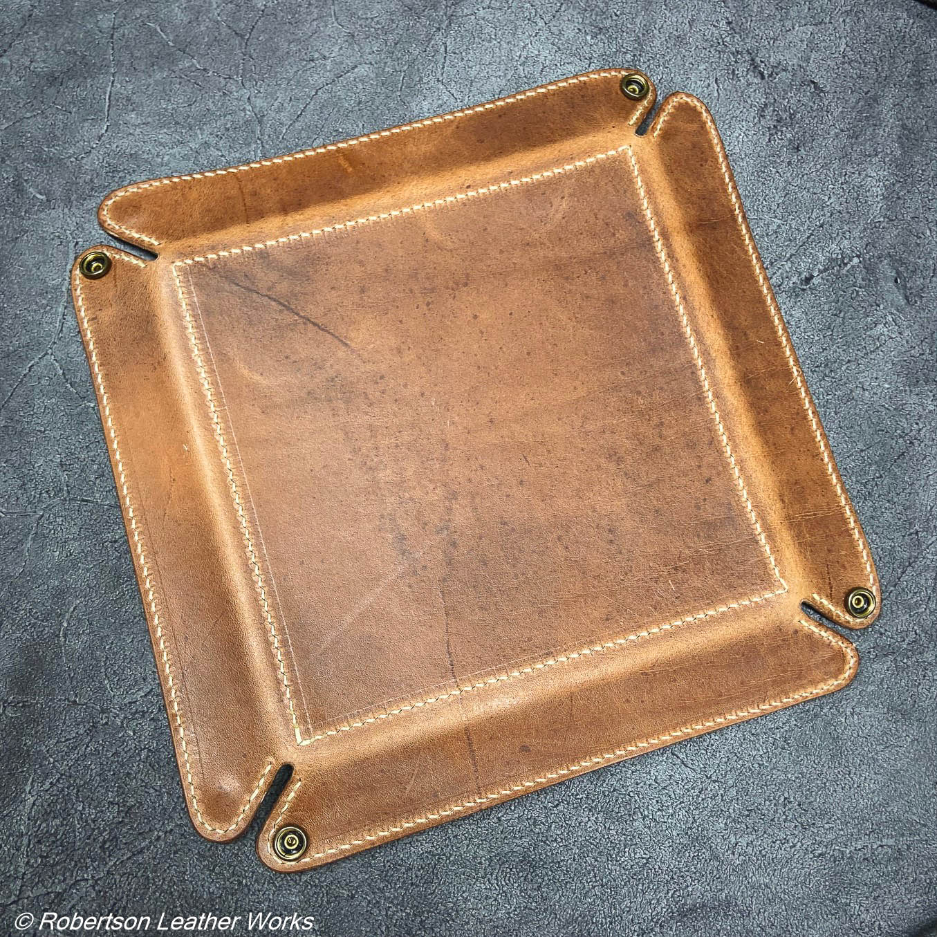 Valet Tray in Olive Oil Tan & Natural Harness Leather