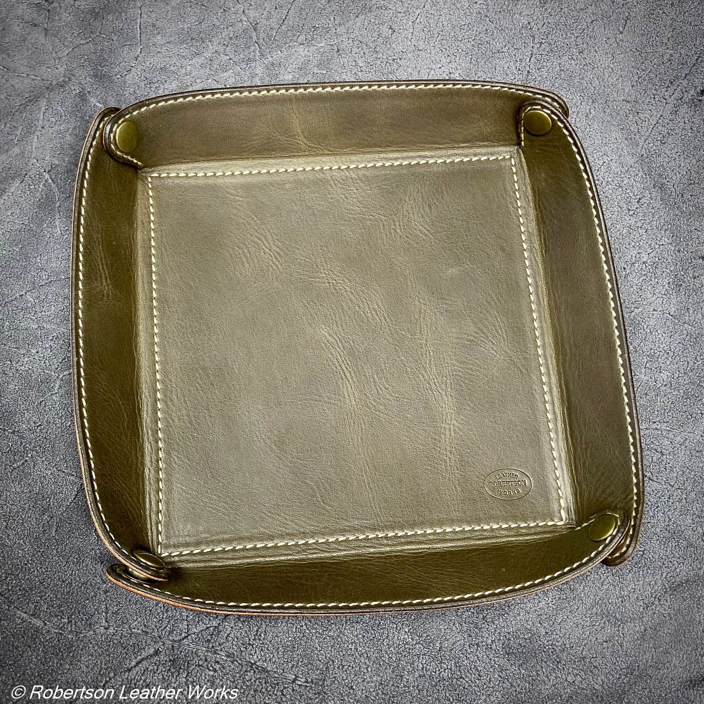 Valet Tray in Olive Oil Tan & Natural Harness Leather