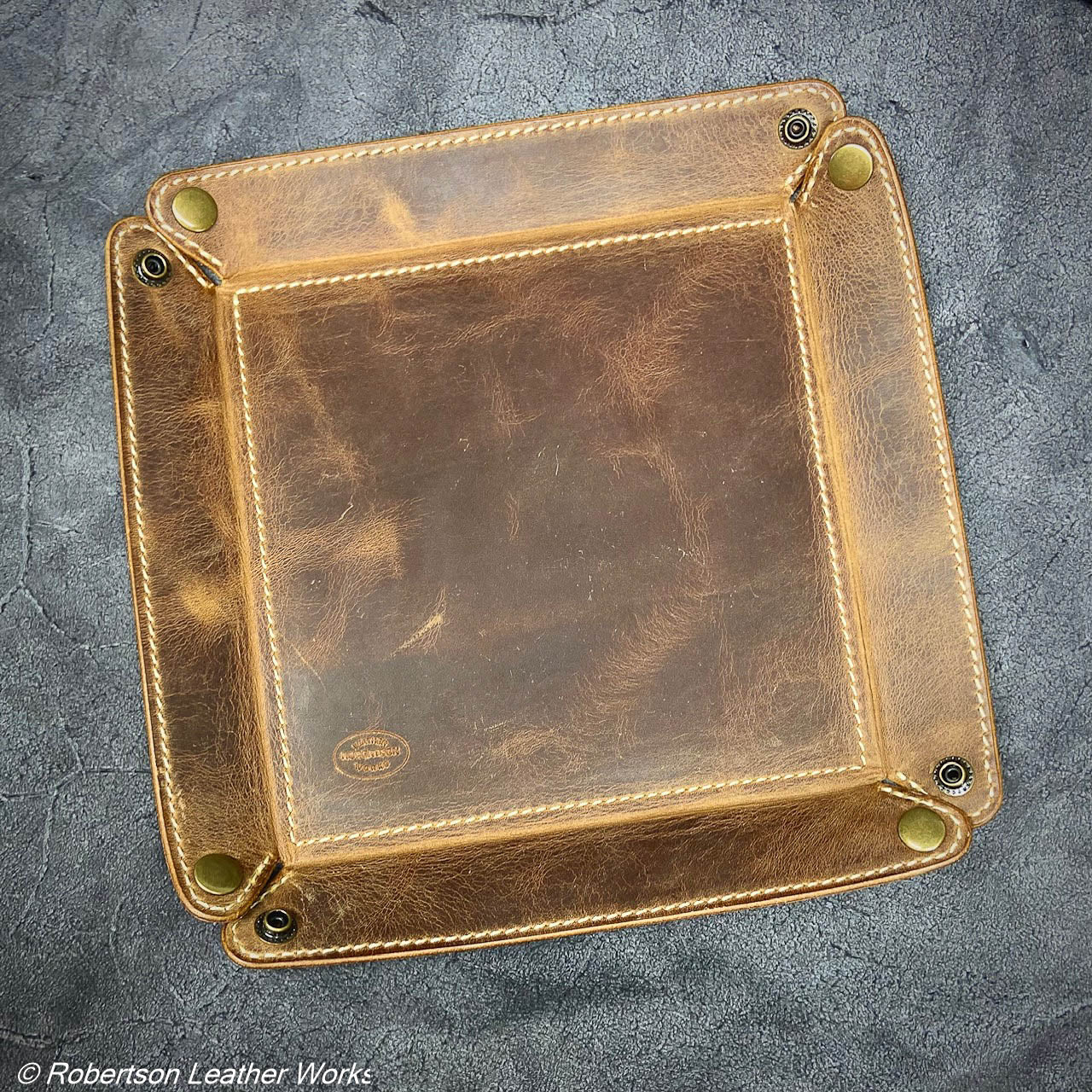 Valet Tray in Brown Oil Tan & Natural Harness Leather