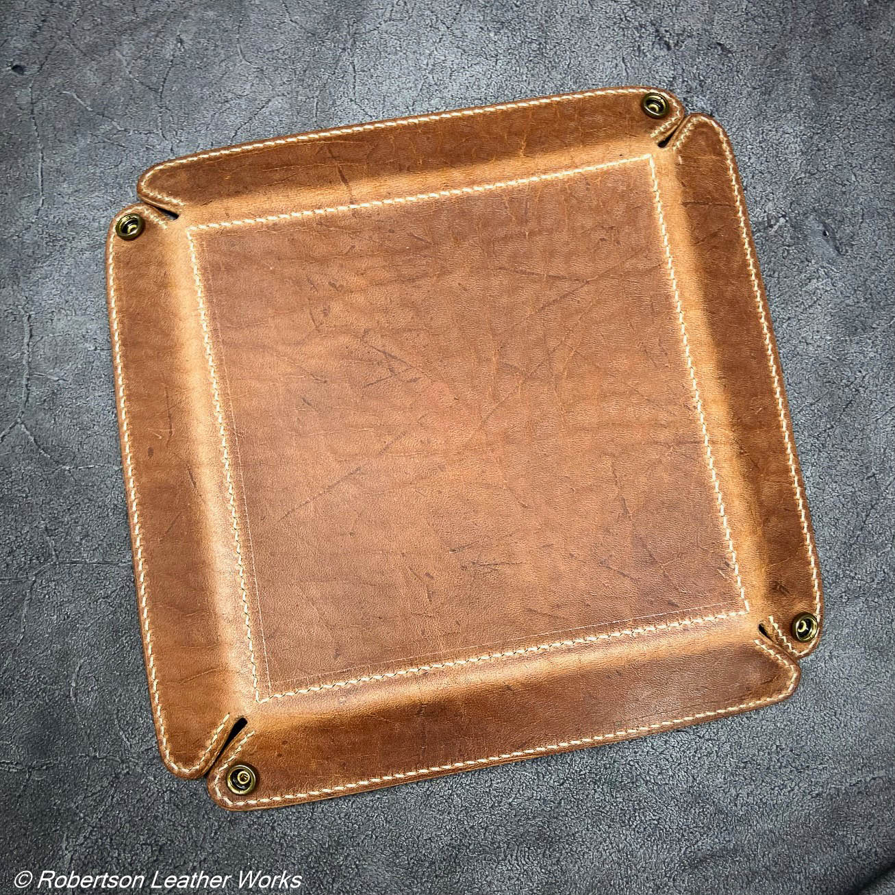 Valet Tray in Brown Oil Tan & Natural Harness Leather