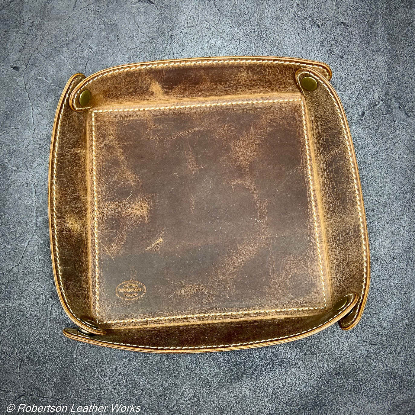 Valet Tray in Brown Oil Tan & Natural Harness Leather