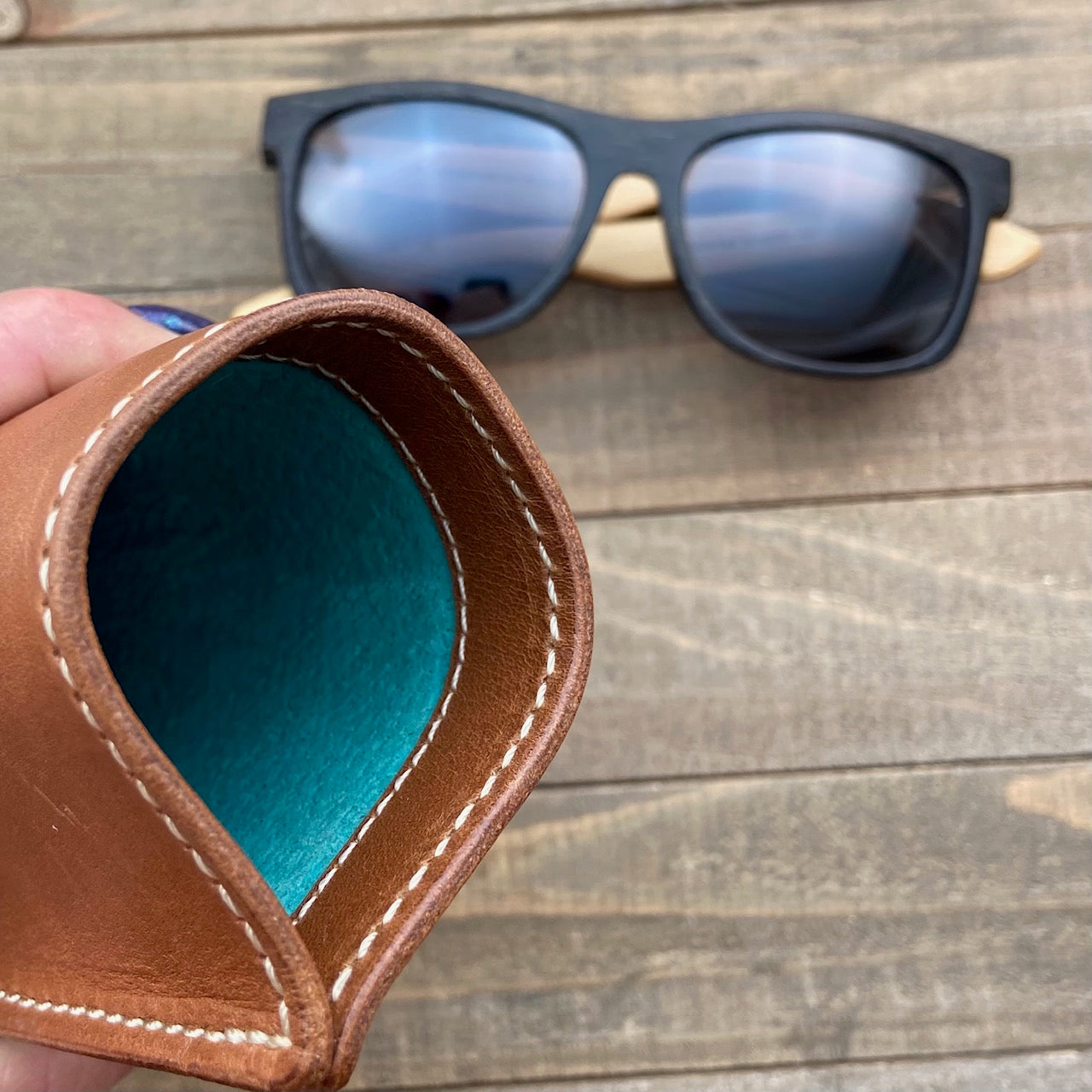 Saddle Heritage Sunglasses Case, Lined in Suede