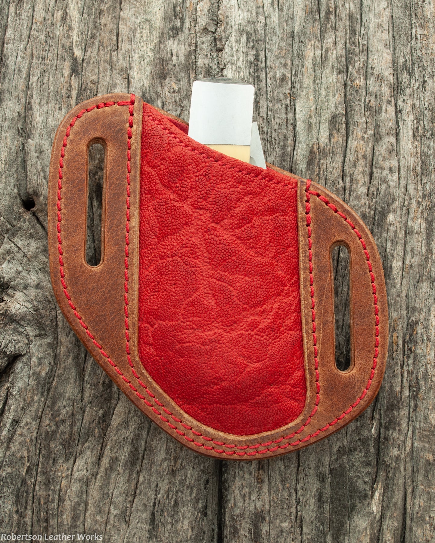 Slip Holster in Red Elephant and Natural Harness